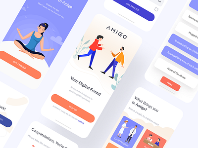 Amigo - Pandemic Assistant App covid design figma flat minimal ui ux web