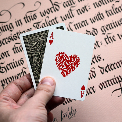 Ace of Hearts Playing card Design calligraphy cards design handlettering lettering logo logodesign logotype playing cards print typography