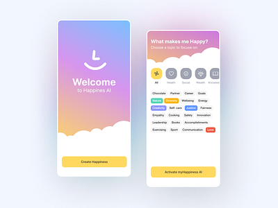 Happines App android app brand branding design happy icon app ios keyboard minimal ui yellow yellows
