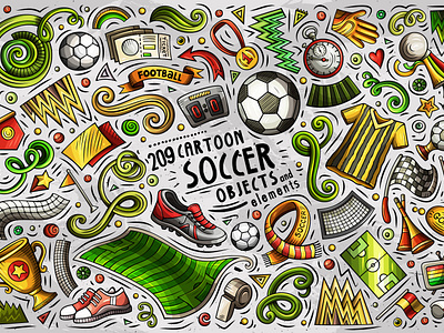 Soccer Cartoon Objects Set