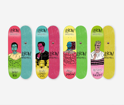 Heroin Skateboards Stereotypes series design graphic design illustraion illustrator peter saul skate skateboard skateboard graphics skateboarding skateboards typography