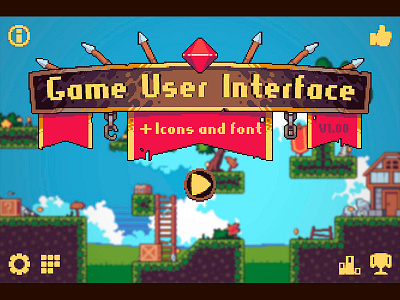 Game User Interface Pixel Art 2d game assets game interface gamedev indie game interface pixel art