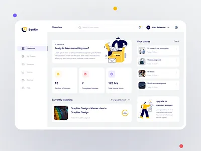 Bookie - Educational Dashboard creativity design designer designers minimal typography ui website