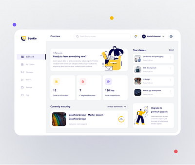 Bookie - Educational Dashboard creativity design designer designers minimal typography ui website