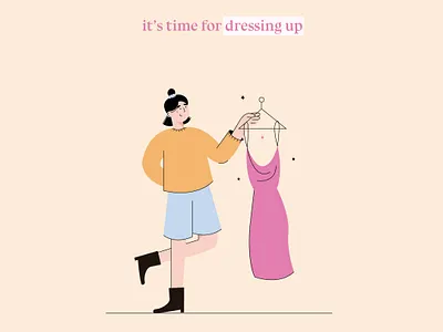 it's time for dressing up 2d illustration bright colors character illustrator flat illustrations flat illustrator funny character illustration illustration art illustrator minimal vector