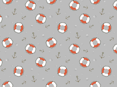 Safe Round on grey digital illustration fabrics illustration kids kids art pattern pattern design pattern designer procreate sea seamless surface pattern surface pattern design textile design textile pattern