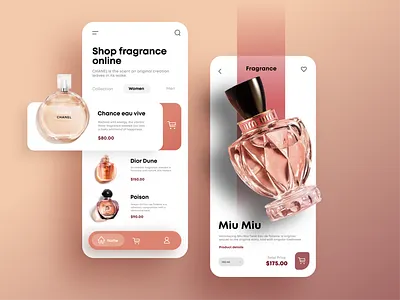 Perfume Shop App app chanel cosmetic design dior graphic logo orange perfume shop store ui ui ux ui design uiux ux ux ui ux design uxdesign web