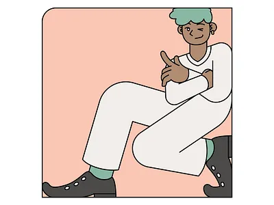 Leaning boy character design colorful colors dude flat guy illustrator leaning man pastel shoes squatting tracksuit vector