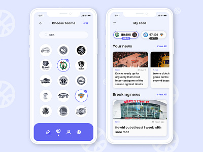 Sports App dailyui dailyui 044 dailyui 44 dailyuichallenge favorites flat minimal nba nba teams sports sports app sports news ui uidesign
