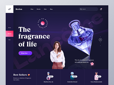 Perfume Store website aromas beauty body care dark ui ecommerce frangance homepage landing page makeup mist mockup perfumes scent skindcare typography ui ux web design website website design