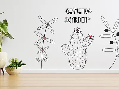 Scandinavian Floral Illustration black and white botany cactus illustration flat illustration flower art flower clipart flower illustration flowers flowers illustration geometric design illustraion illustration 2d line illustration lineart minimalist scandinavian design scandinavian style vector vector illustration web illustration