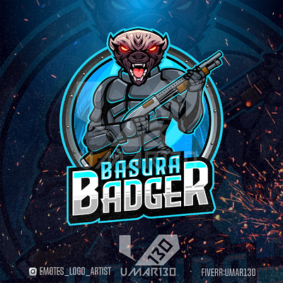 Honey badger angry badger badger esports logo esports logos honey badger logo design mascot logo twitch logo