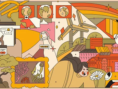 earth day part 1 character character design characters design earthday ecological ecology flat girl character illustraion reuse stilllife