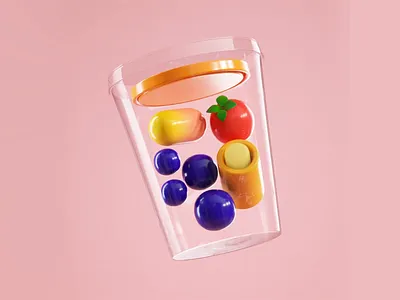 3D fruit salad 3d 3d animation 3d art 3d artist 3d illustration animated gif animation food fruit salad geometry gif illo illotv illustration korean food motion shapes yummy