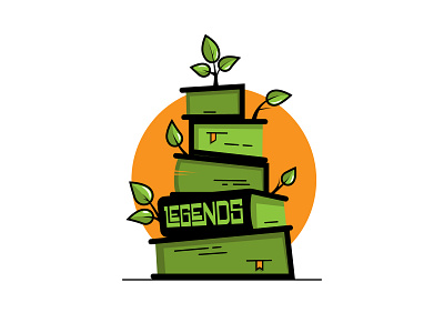 Book Legends book books bookshop bookstore elementary elementary school green growth leaves legend legends library logo orange read reading stack typography vectorart