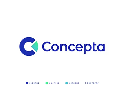 Concepta Logo abstract analytics brand identity branding business buy logo c letter c logo c logomark clean fund gennady savinov logo design gradient investment logo design logo designs modern money pie chart professional