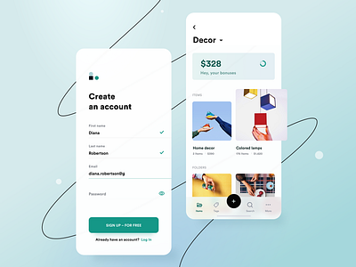 Home Decor catalog colors cyan eshop green home interface ios minimal mobile app mobile apps modern transparent ui