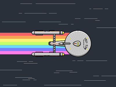 NCC-1701 1960s enterprise fanart fast flying kirk ncc 1701 pride rainbow retro space spaceship spock star trek stars starship television tv uss enterprise vectorart