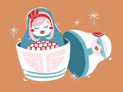 Nesting Dolls dolls girls illustration matryoshka retro russian sixties vintage women