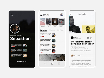 Modern Minimalist News App UI android news app design app ui apple news apple ui blackandwhite clean google news ios news ios news minimalist minimalist ui modern ui news app news app ui news ux news ux design ui design ui designer ux