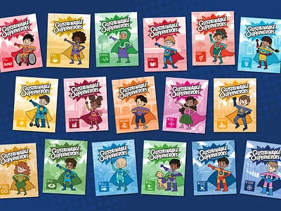 Sustainable Superheroes Illustration caricature cartoon character children comic cute goals illustration kids kids illustration painted sdg superheroes sustainability sustainable development textured