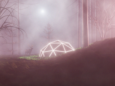 Curiosity agrib blender blender 3d blender3d blender3dart curiosity curious deer fog foggy forest futuristic glow glowing illustration render rendering sci fi scifi trees