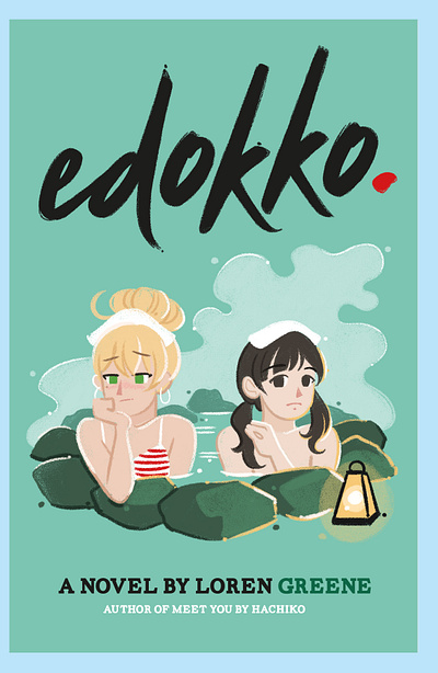 Edokko Book Cover anime book cover cute girls hot spring illustration japan japanese kawaii manga novel onsen painted teens textured young adult