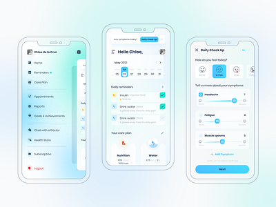 Medical Service App app design app ui app ui design glass effect glassmorphism health health app health tracker healthcare home screen ios app design medical app medicine mobile app mobile app design mobile design mobile ui patient app ui