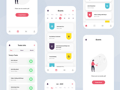 Calendar app design new screens adobe xd app design calendar ui creative design dailyui evants goals icon illustration management app reminder app uiuxdesign