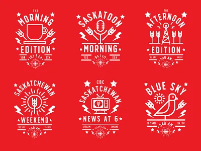 CBC Radio Badge Series badge brand branding cbc design icon identity logo red saskatchewan vector