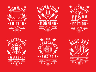 CBC Radio Badge Series badge brand branding cbc design icon identity logo red saskatchewan vector