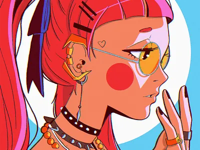 Summer abstract anime design flat illustration ipad pro layout poster texture