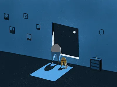 Parenting during lockdown - For NYT anxiety blue editorial illustration isolation new york times night nyt parenting sadness sleepless nights stress