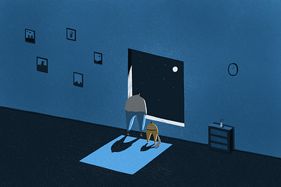 Parenting during lockdown - For NYT anxiety blue editorial illustration isolation new york times night nyt parenting sadness sleepless nights stress