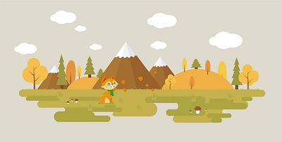 Landscape with fox Illustration adobe illustrator character character design children book illustration childrens book flat design illustration vector
