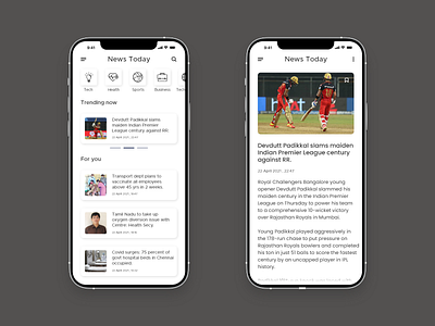 News app design minimal ui ux