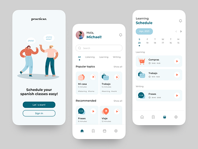 Spanish educational App app design education education app educational educational app figma illustration learning learning app learning platform minimal spanish spanish app ui ux ux ui web