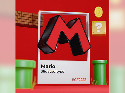 M for Mario 36daysoftype 3dart 3dillustration b3d blender colorful designinspiration font illustration lettering lime limon pantone shot shots tequila texture typedesign typography