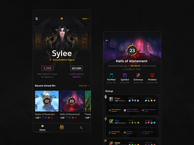 World of Warcraft Raider IO app design game gamedesign interface layout mobile profile raider ui ui design ux videogame world world of warcraft
