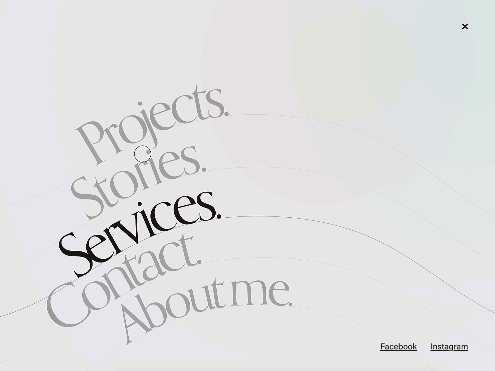 Menu - Text Warp animation branding curves design design thinking elementor hamburger menu hover effect menu mouseover navigation navigation menu negotiator portfolio tipography typography ui warp webdesign website