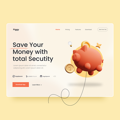 Piggy - Landing Page design flat graphic design landingpage ui ux web website