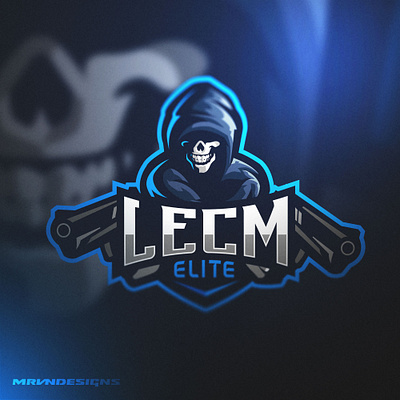 LECM Elite art blue bold branding cool design esports gaming logo guns illustration logo mascot skull sports vector