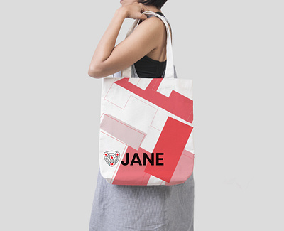 Tote bag design for Jane Franklin Hall black brand assets branding buildings college college brand design illustration illustrator logo red university university brand university logo vector