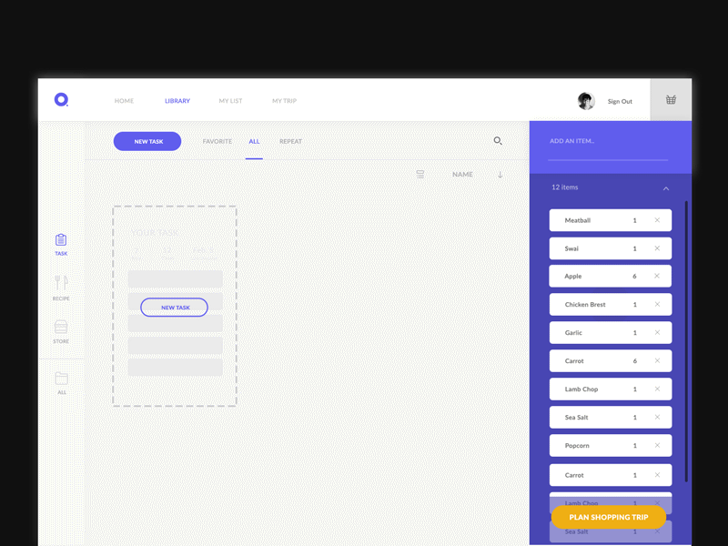 Organize a cart after effects product design prototype shopping cart ui