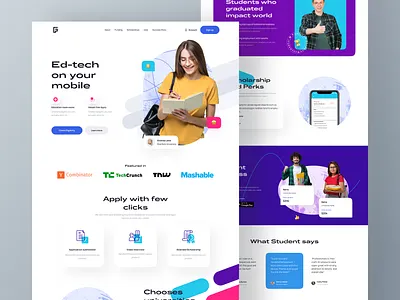 Eduhub landing page ui android branding dashboard design dribbble shot google edtech education design fintech fundraise ios landing page mobile app mobileapps product startup typography ui ux web design website