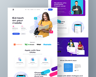 Eduhub landing page ui android branding dashboard design dribbble shot google edtech education design fintech fundraise ios landing page mobile app mobileapps product startup typography ui ux web design website