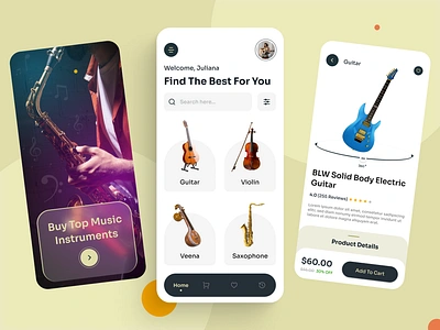 Musical Instruments Store app design clean ecommerce guitar instrument learn music minimal mobile app music music app music ecommerce music shop music store musical instrument musician online store sound trending app ui design ui ux