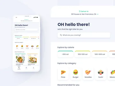 OH! (Order Healthy) FoodApp - Home Page clean ui design figma food app food app design food delivery green iphone mobile app mobile ui mockup productdesign search simple tags trending ui design ui designs uiux ux