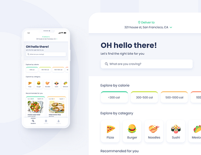 OH! (Order Healthy) FoodApp - Home Page clean ui design figma food app food app design food delivery green iphone mobile app mobile ui mockup productdesign search simple tags trending ui design ui designs uiux ux