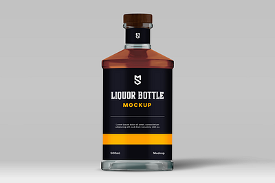 Unique Liquor Bottle Mockup bottle branding cover design illustration mockup mockup psd photoshop